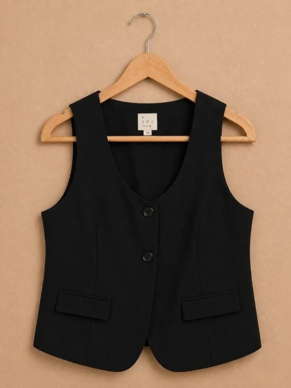 A New Day Black Vest Top XL NWT | Button Front Tailored Layering Piece | Chic Mi